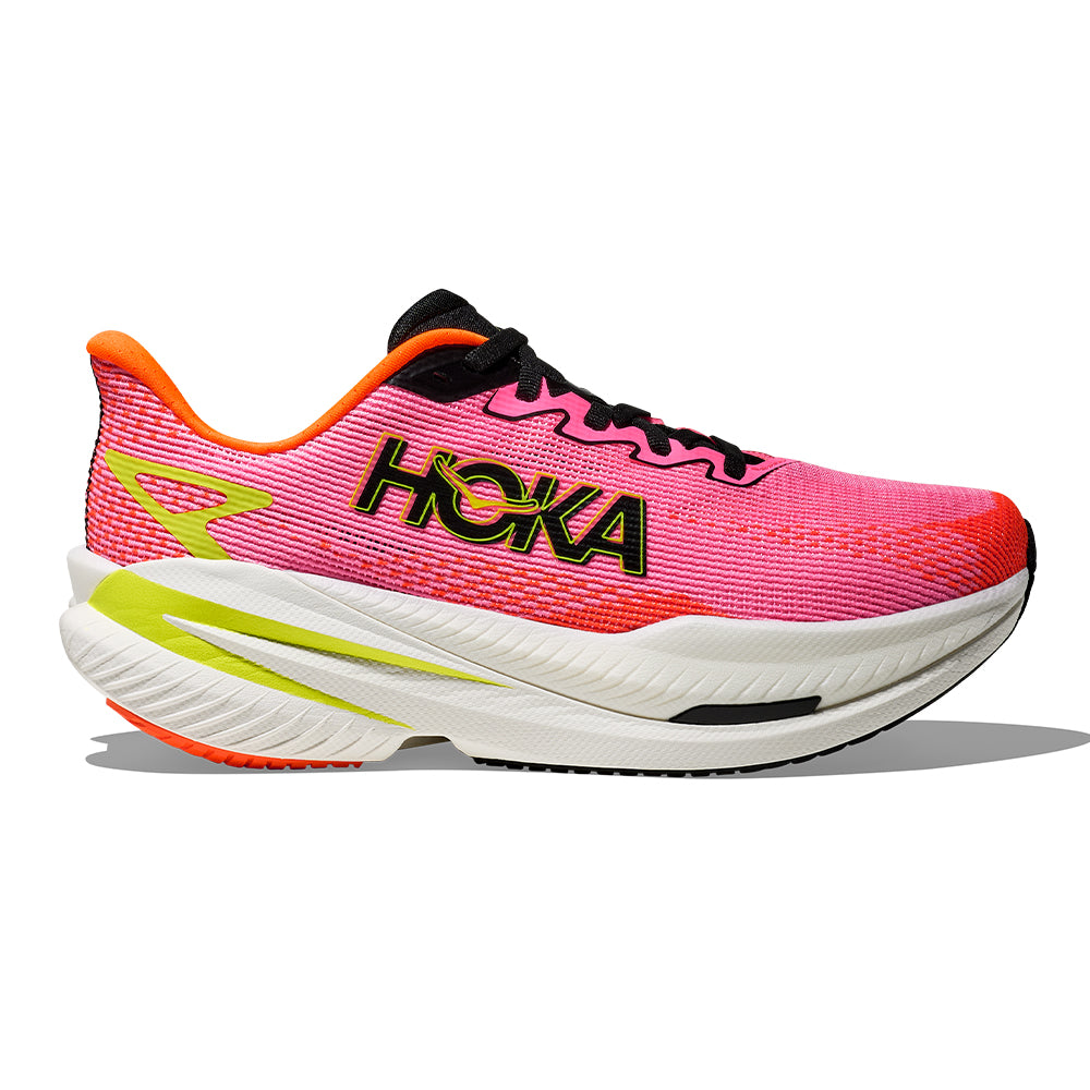 Hoka Women's Mach X 3 - BlackToe Running#colour_neon-rose-neon-tangerine