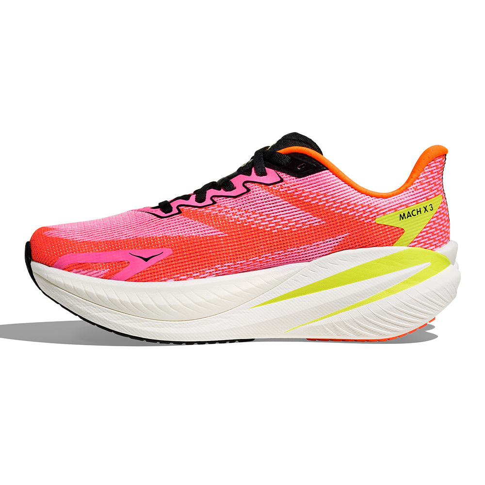 Hoka Women's Mach X 3 - BlackToe Running#colour_neon-rose-neon-tangerine