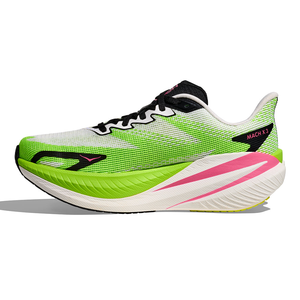 Hoka Women's Mach X 3 - BlackToe Running#colour_white-neon-lime