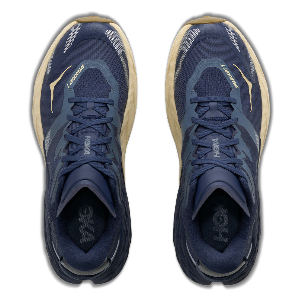 Hoka Men's Speedgoat 7 - BlackToe Running#colour_varsity-navy-barley-flour