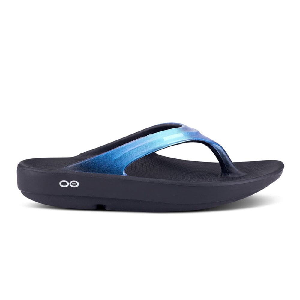 Oofos Women's OOlala Sandal - BlackToe Running#colour_atlantis