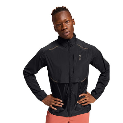 On Men's Weather Jacket - BlackToe Running#colour_black