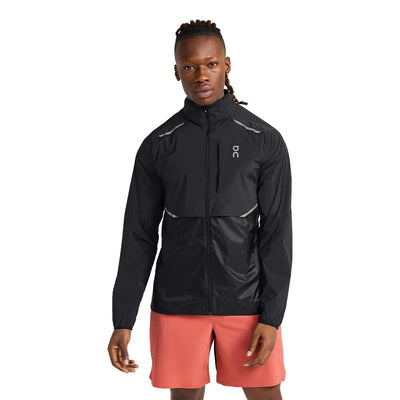 On Men's Weather Jacket - BlackToe Running#colour_black