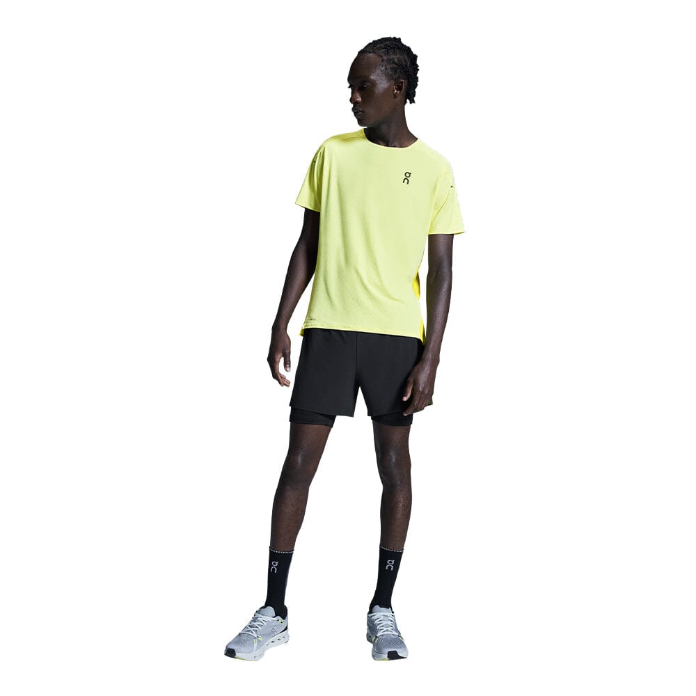 On Men's 5" Performance 2/1 Shorts - BlackToe Running#colour_black