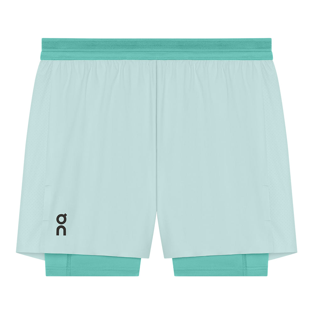 On Men's 5" Performance 2/1 Shorts - BlackToe Running#colour_flurry-aquamarine