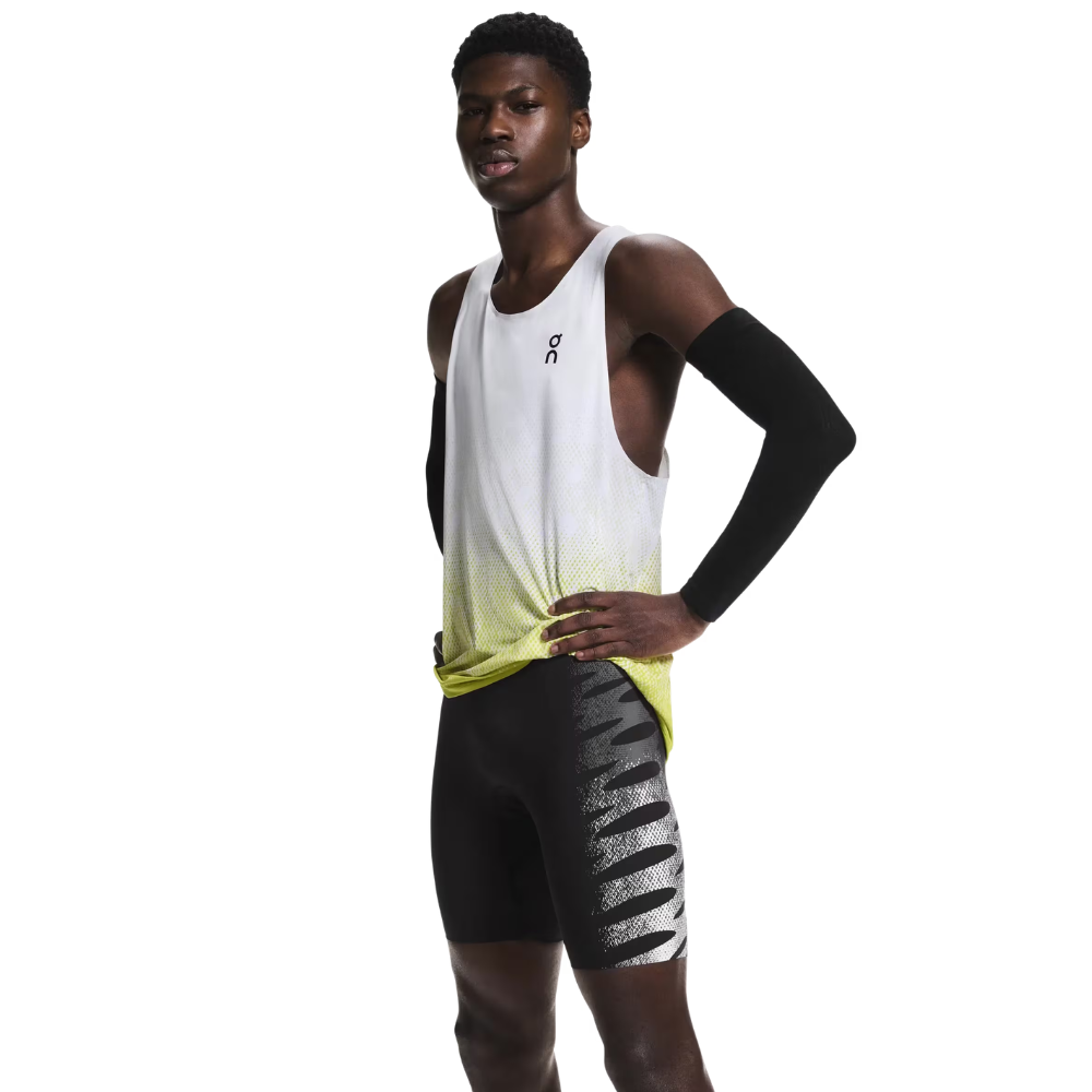 On Running Men's Zero Half Tights - BlackToe Running#colour_iron-white