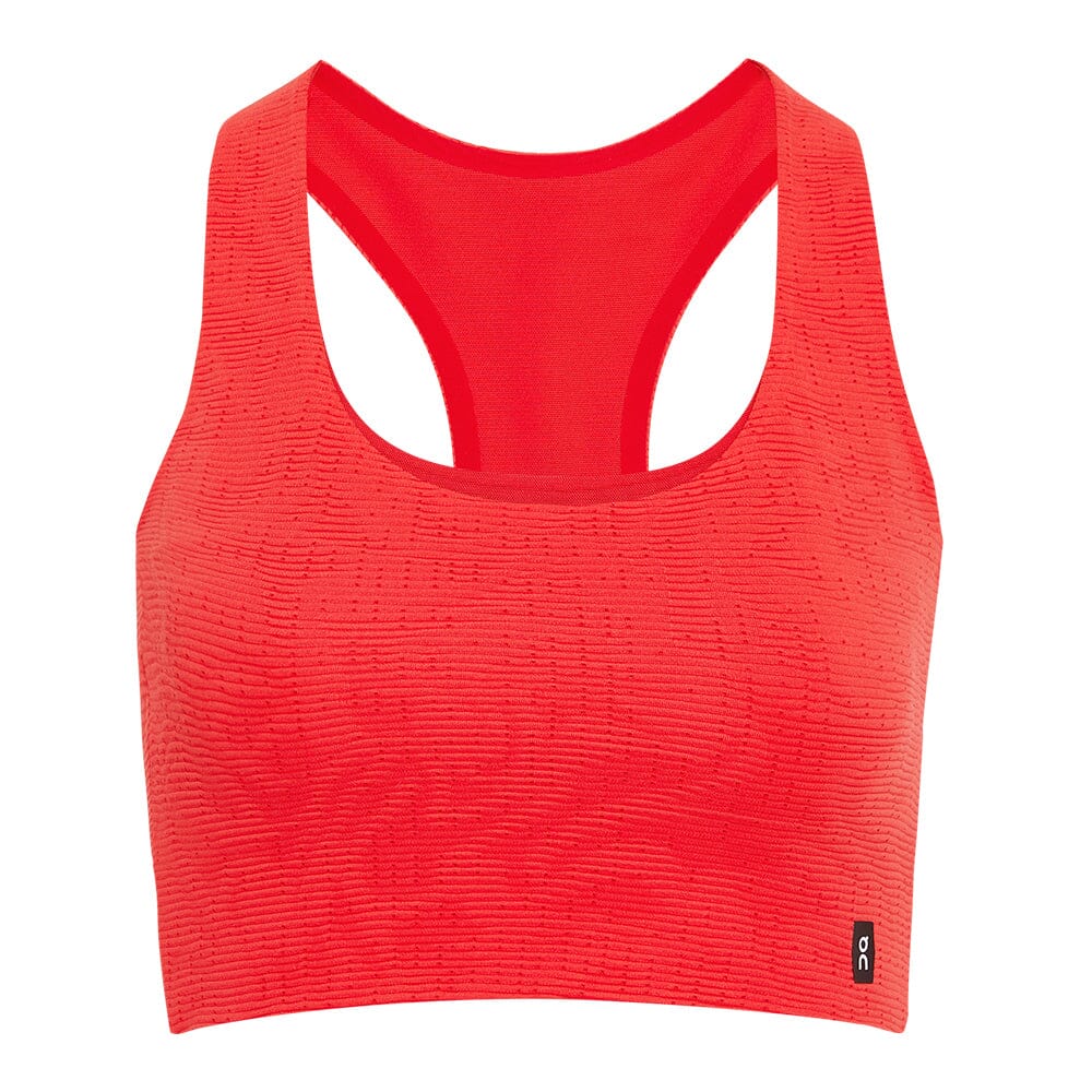 On Women's Pace Pocket Light Support Bra - BlackToe Running#colour_red