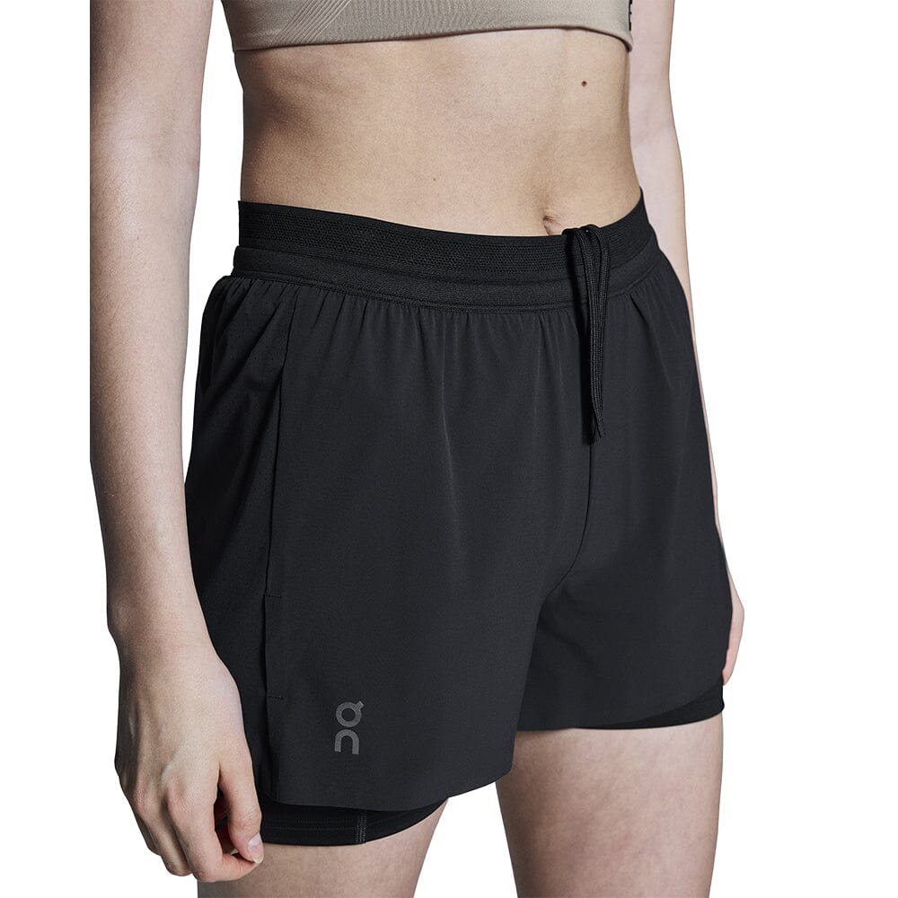 On Women's 3" Performance 2/1 Shorts - BlackToe Running#colour_black