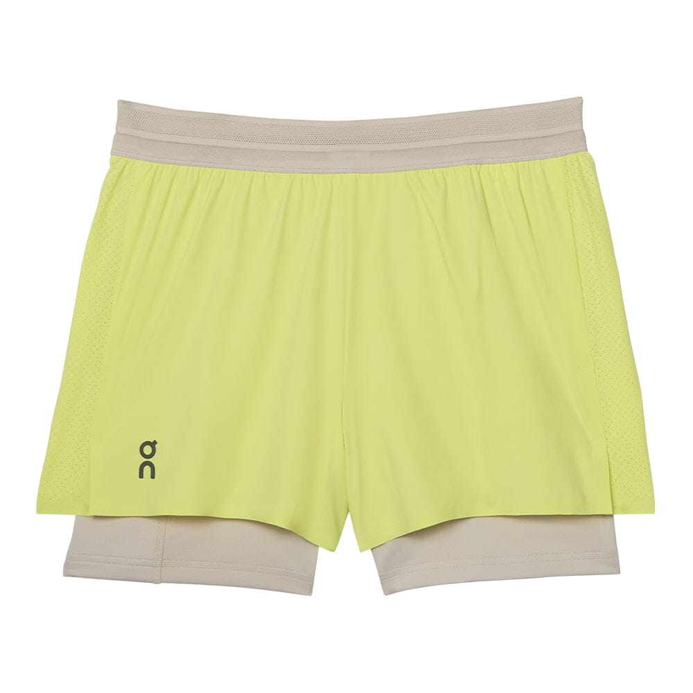On Women's 3" Performance 2/1 Shorts - BlackToe Running#colour_limelight-sand