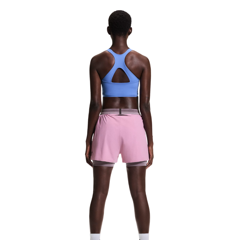 On Women's 3" Performance 2/1 Shorts - BlackToe Running#colour_sakura-dewberry