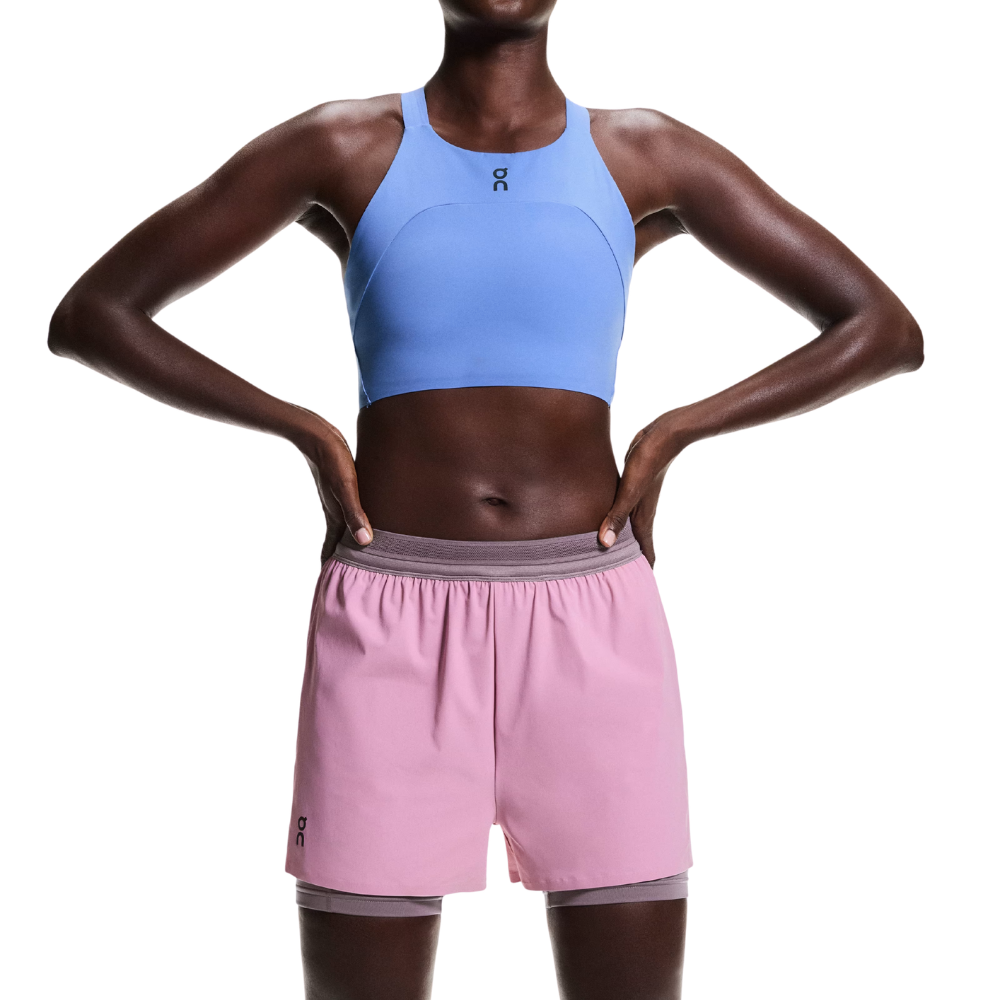 On Women's 3" Performance 2/1 Shorts - BlackToe Running#colour_sakura-dewberry