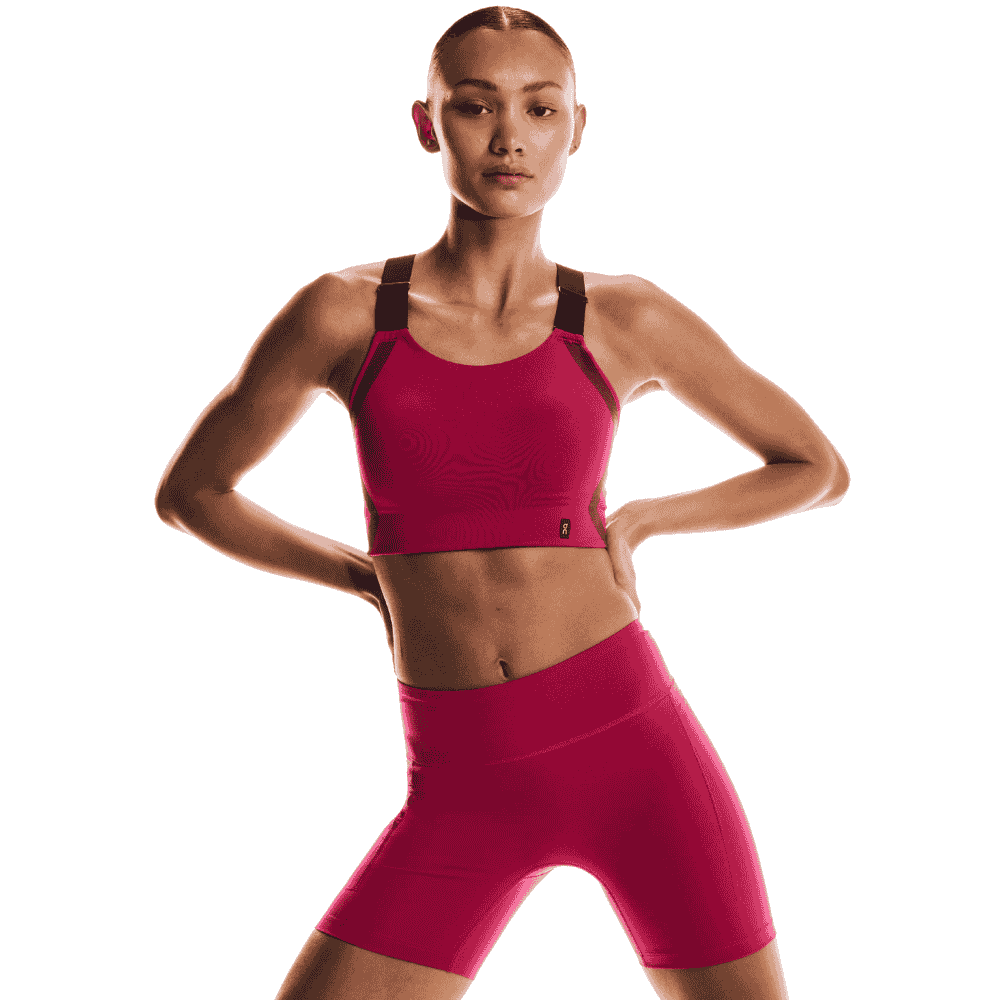 On Women's Performance Tights Short - BlackToe Running#colour_grenadine