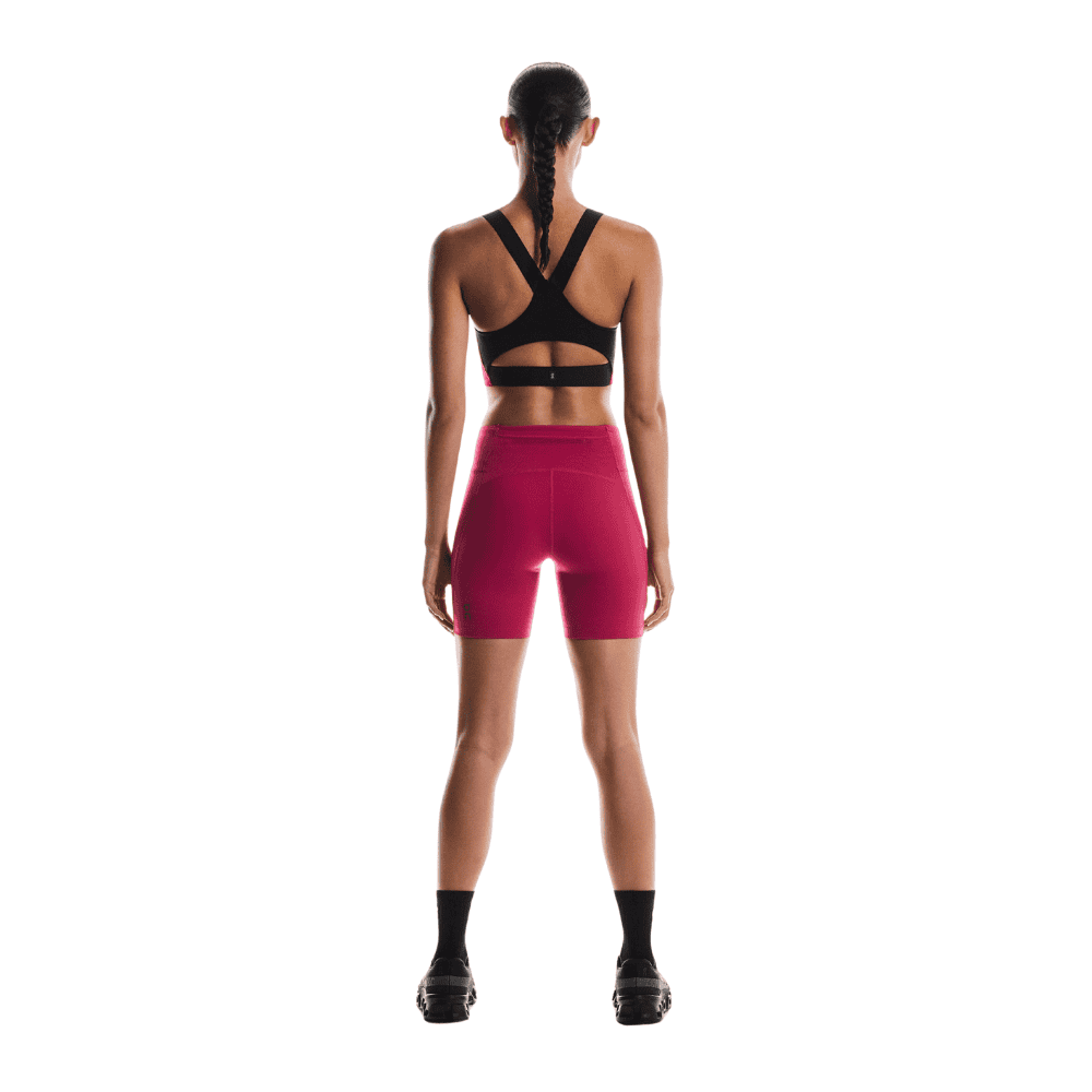 On Women's Performance Tights Short - BlackToe Running#colour_grenadine