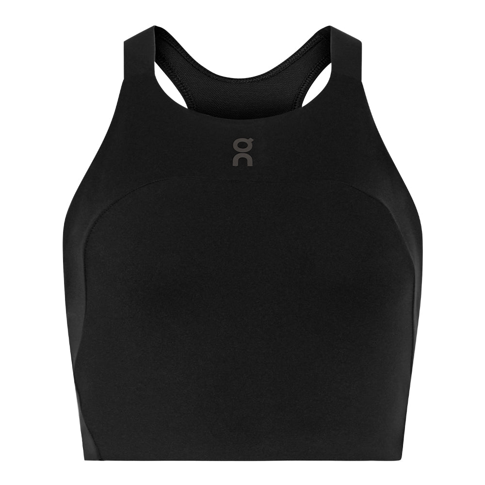 On Women's Performance Crop - BlackToe Running#colour_black