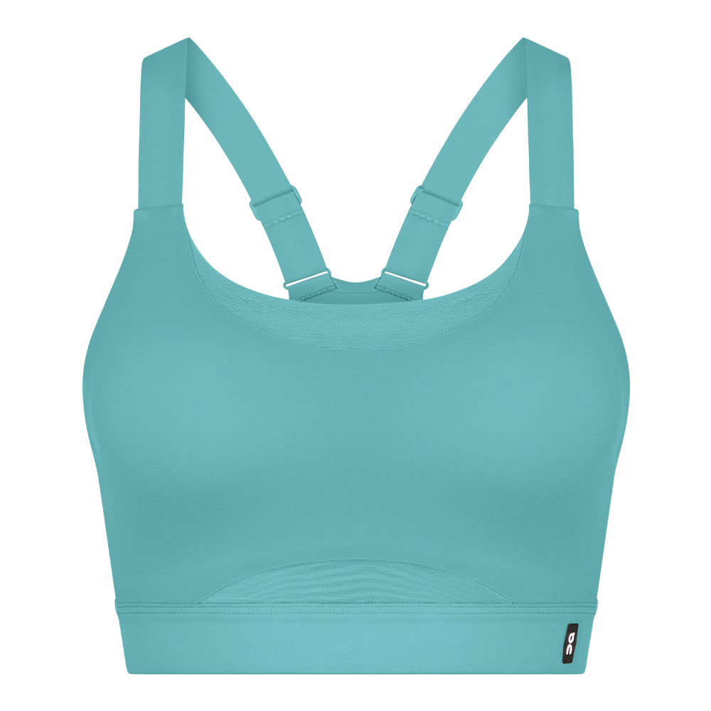 On Women's Performance Medium Support Bra 2 - BlackToe Running#colour_aquamarine