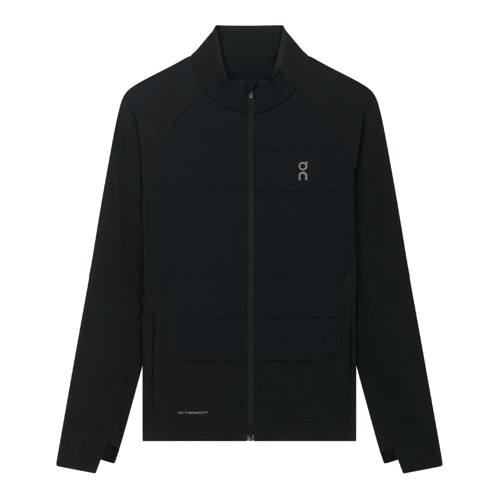 On Women's Weather Hybrid Jacket - BlackToe Running#colour_black