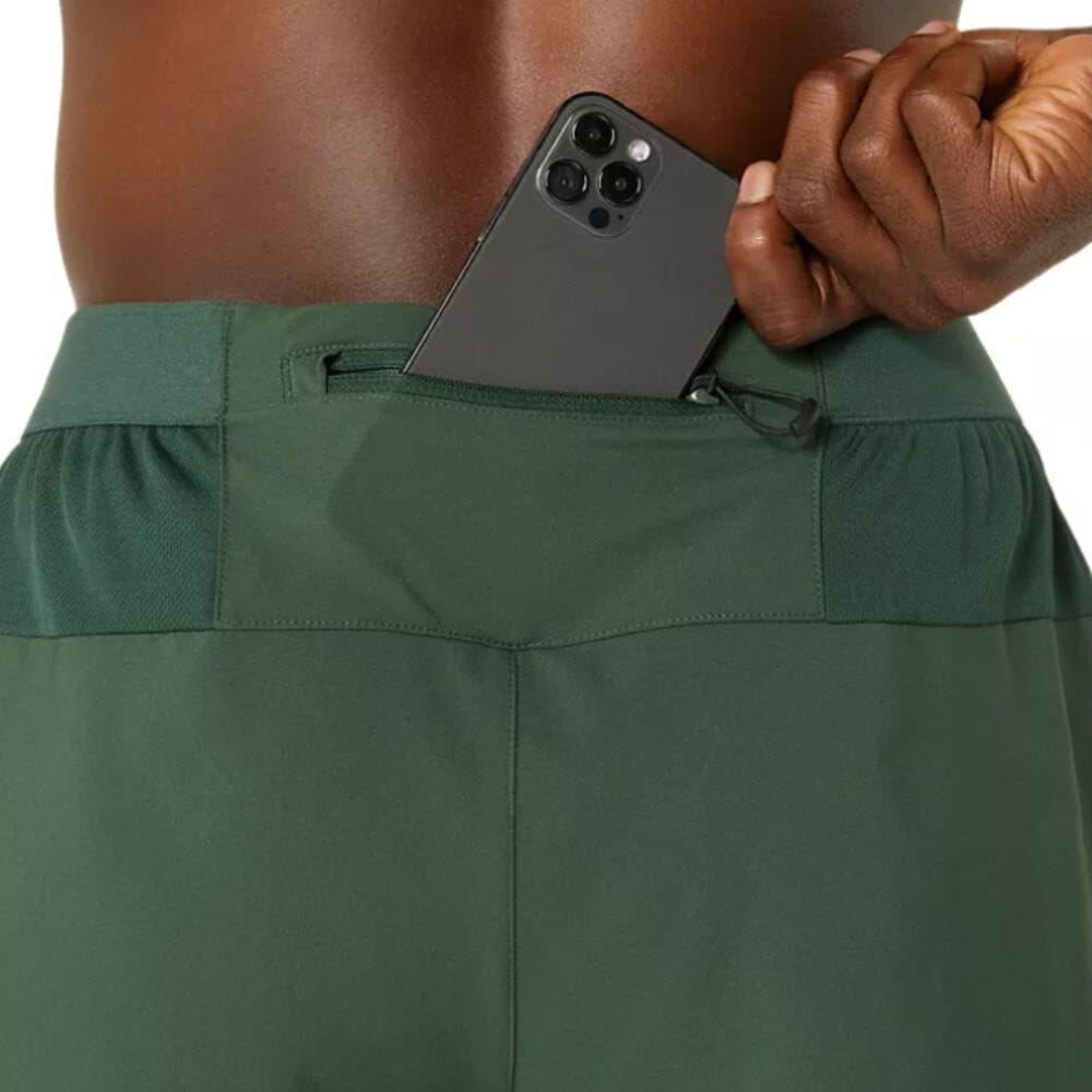 Asics Men's Road 2-N-1 5IN Short Men's Bottom - BlackToe Running#colour_rain-forest-dried-leaf-green