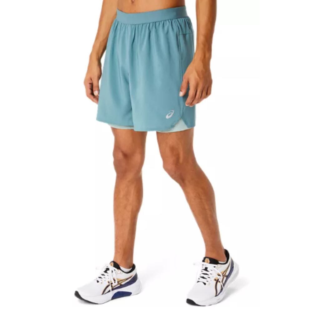 Asics Men's Road 2-N-1 7inch Short - BlackToe Running#colour_foggy-teal-ocean-haze