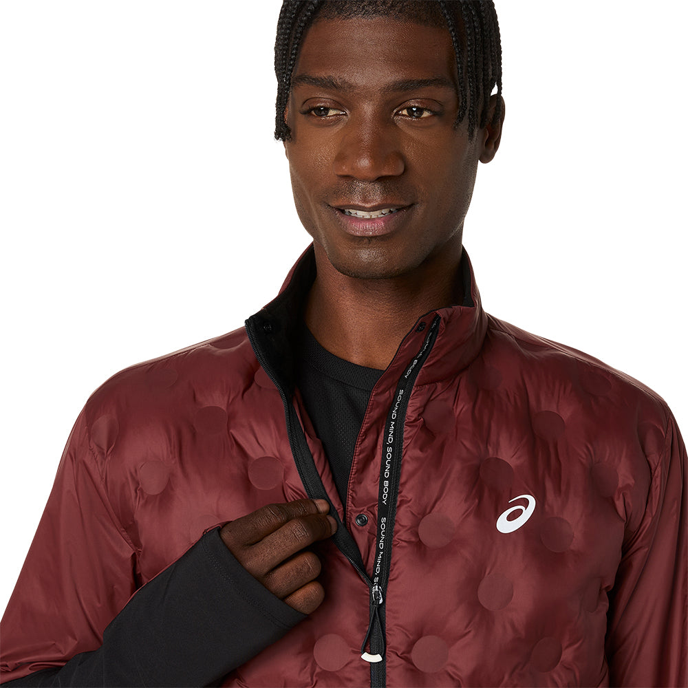 Asics Men's Road Winter Jacket - BlackToe Running#colour_dark-red-planet