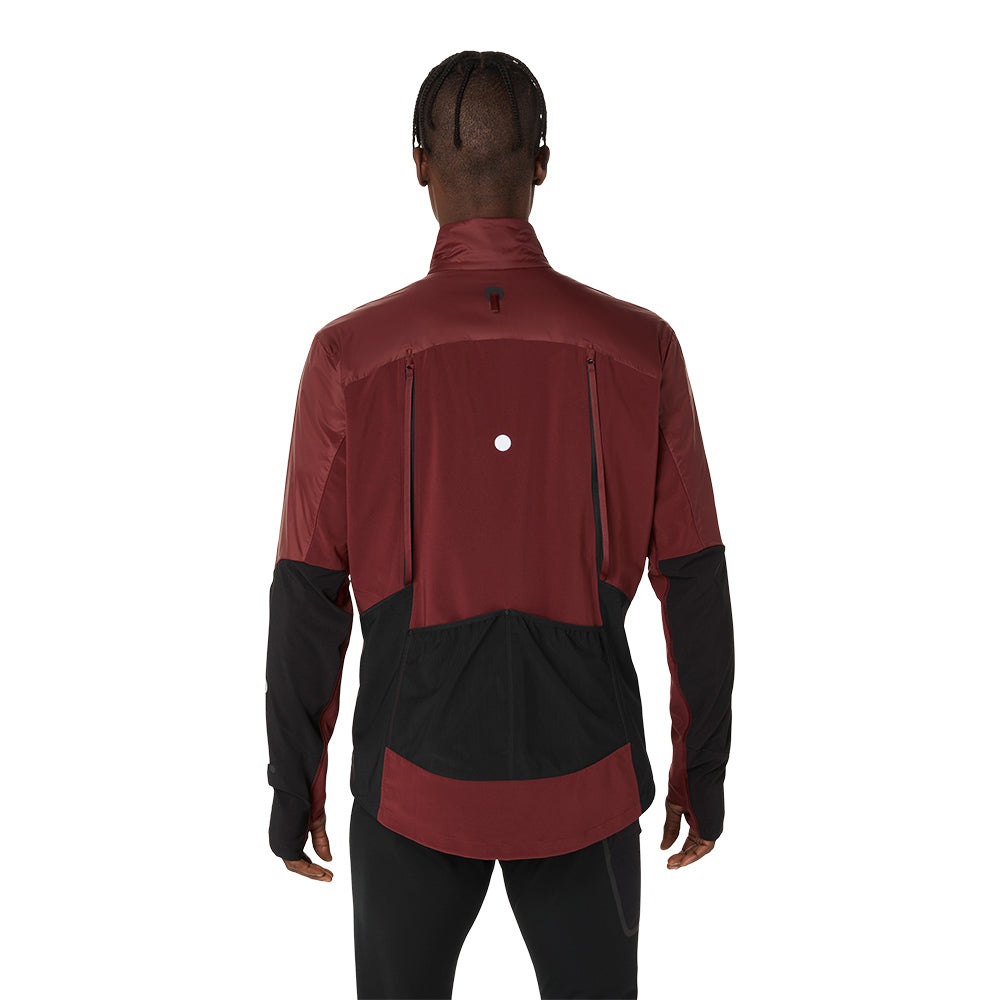 Asics Men's Road Winter Jacket - BlackToe Running#colour_dark-red-planet