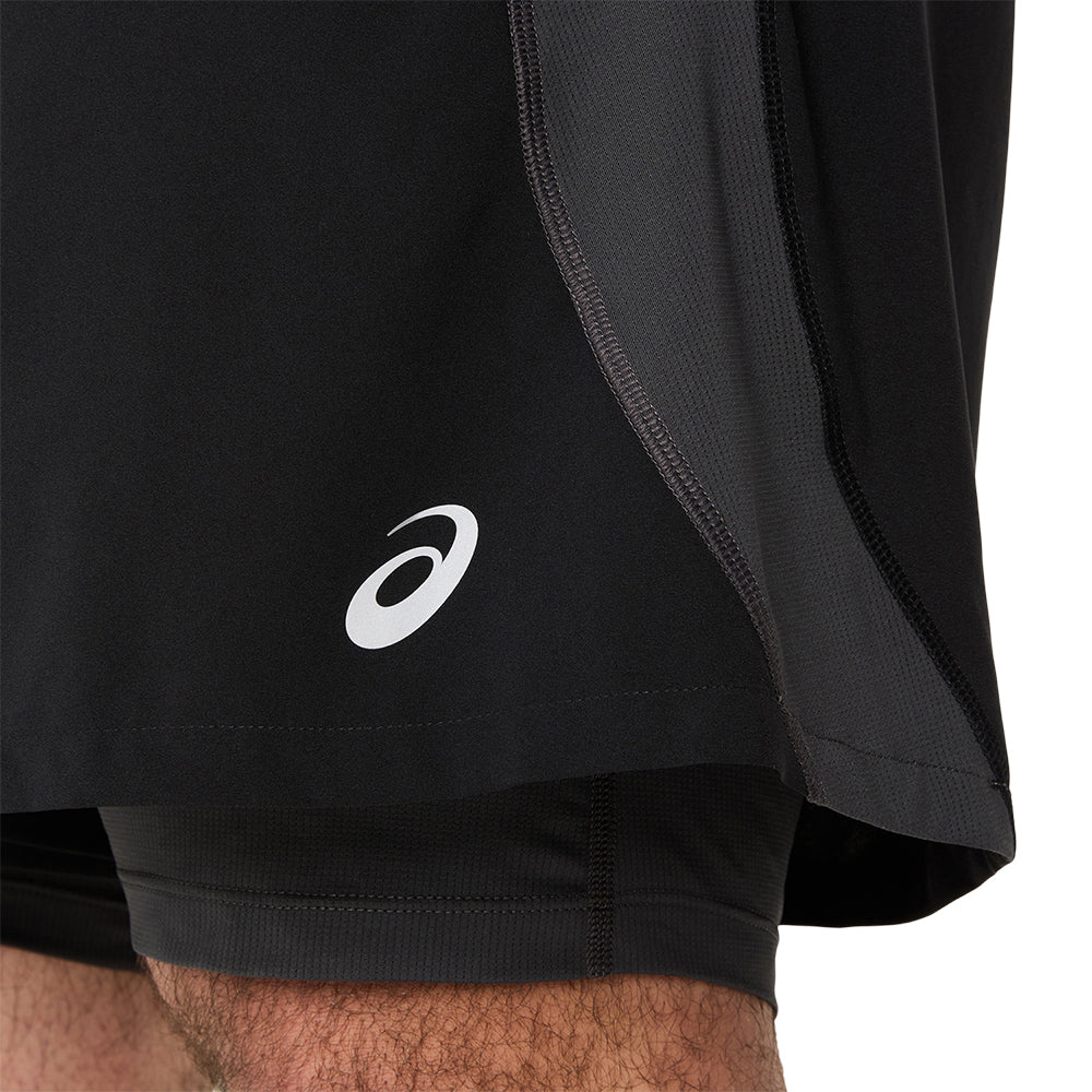 Asics Men's Road 2-N-1 5IN Short Men's Bottom - BlackToe Running#colour_performance-black-graphite-grey