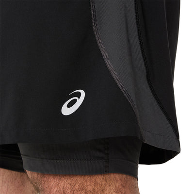Asics Men's Road 2-N-1 5IN Short Men's Bottom - BlackToe Running#colour_performance-black-graphite-grey