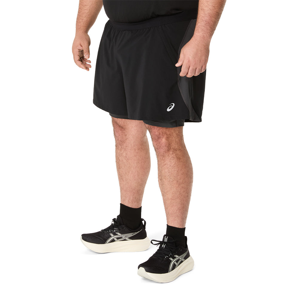 Asics Men's Road 2-N-1 5IN Short Men's Bottom - BlackToe Running#colour_performance-black-graphite-grey