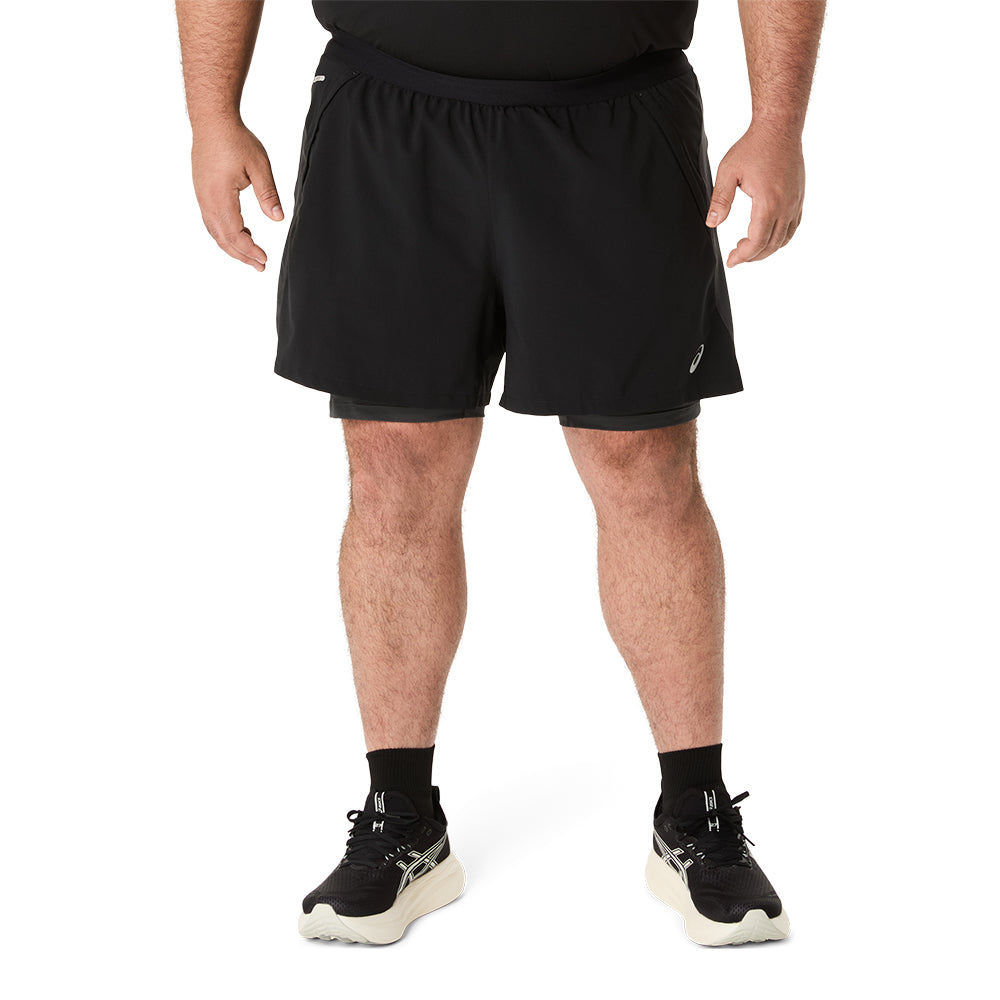 Asics Men's Road 2-N-1 5IN Short Men's Bottom - BlackToe Running#colour_performance-black-graphite-grey