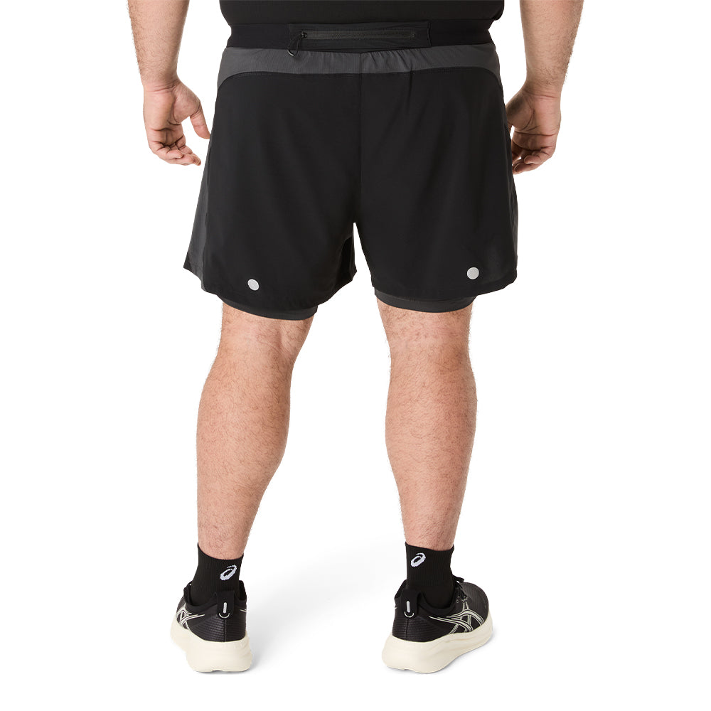 Asics Men's Road 2-N-1 5IN Short Men's Bottom - BlackToe Running#colour_performance-black-graphite-grey