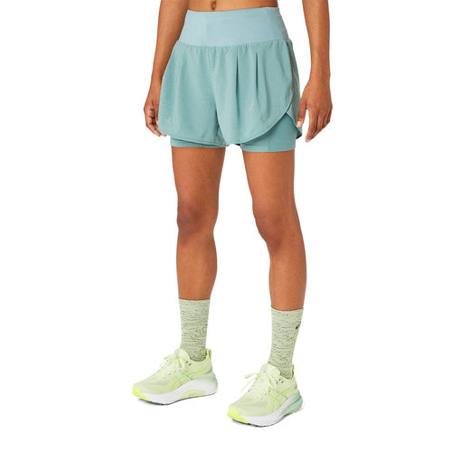 Asics Women's Road 2-N-1 3.5inch Short - BlackToe Running#colour_celadon