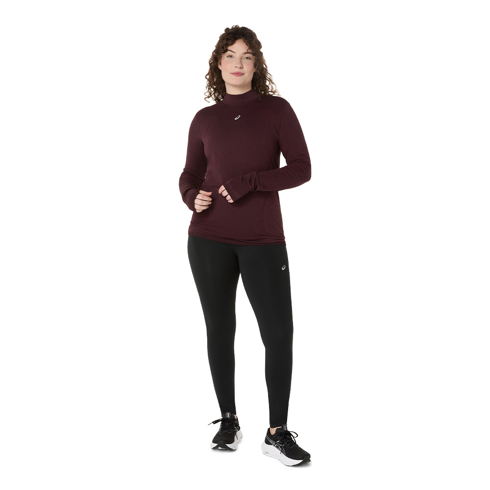 Asics Women's Road Winter High Waist Tight - BlackToe Running#colour_performance-black