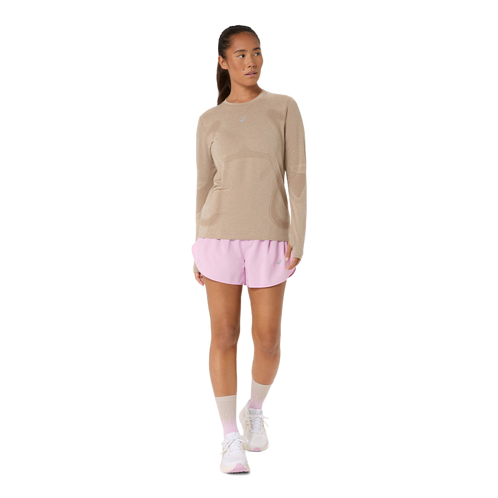 Asics Women's Road Seamless Long Sleeve Top - BlackToe Running#colour_greige
