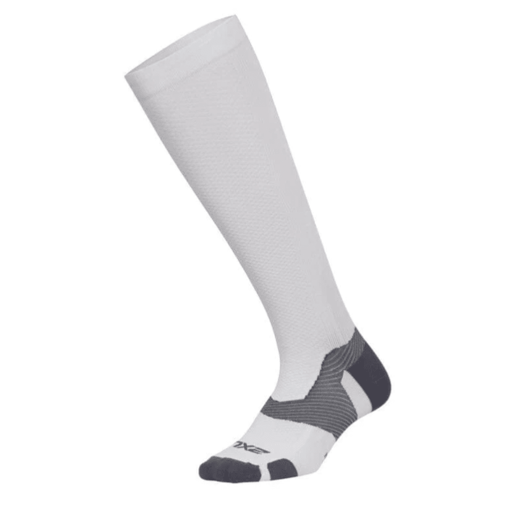 2XU Vector Light Cushion Compression Socks Compression - BlackToe Running#colour_white-grey
