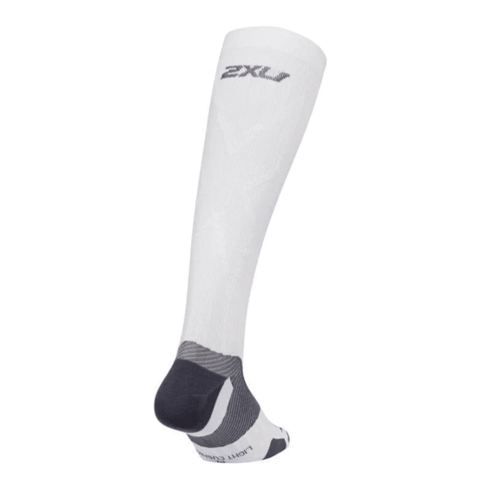 2XU Vector Light Cushion Full Length Compression Socks - BlackToe Running#colour_white-grey