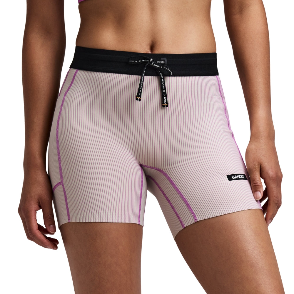 Bandit Women’s Striped Cadence 5" Compression Short - BlackToe Running#colour_plaster-orchid