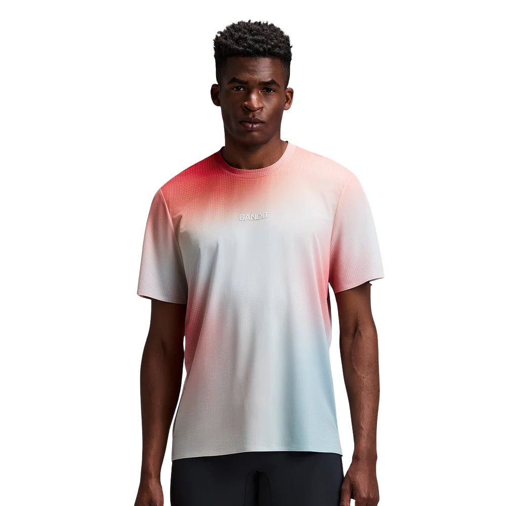 Bandit Running Men's Specter™ Performance Tee with Flopack™ - BlackToe Running#colour_poppy-multi