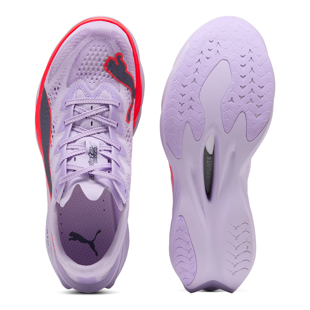 Puma Women's Deviate Nitro Elite 4 - BlackToe Running#colour_light-lavender-ultra-red-inky
