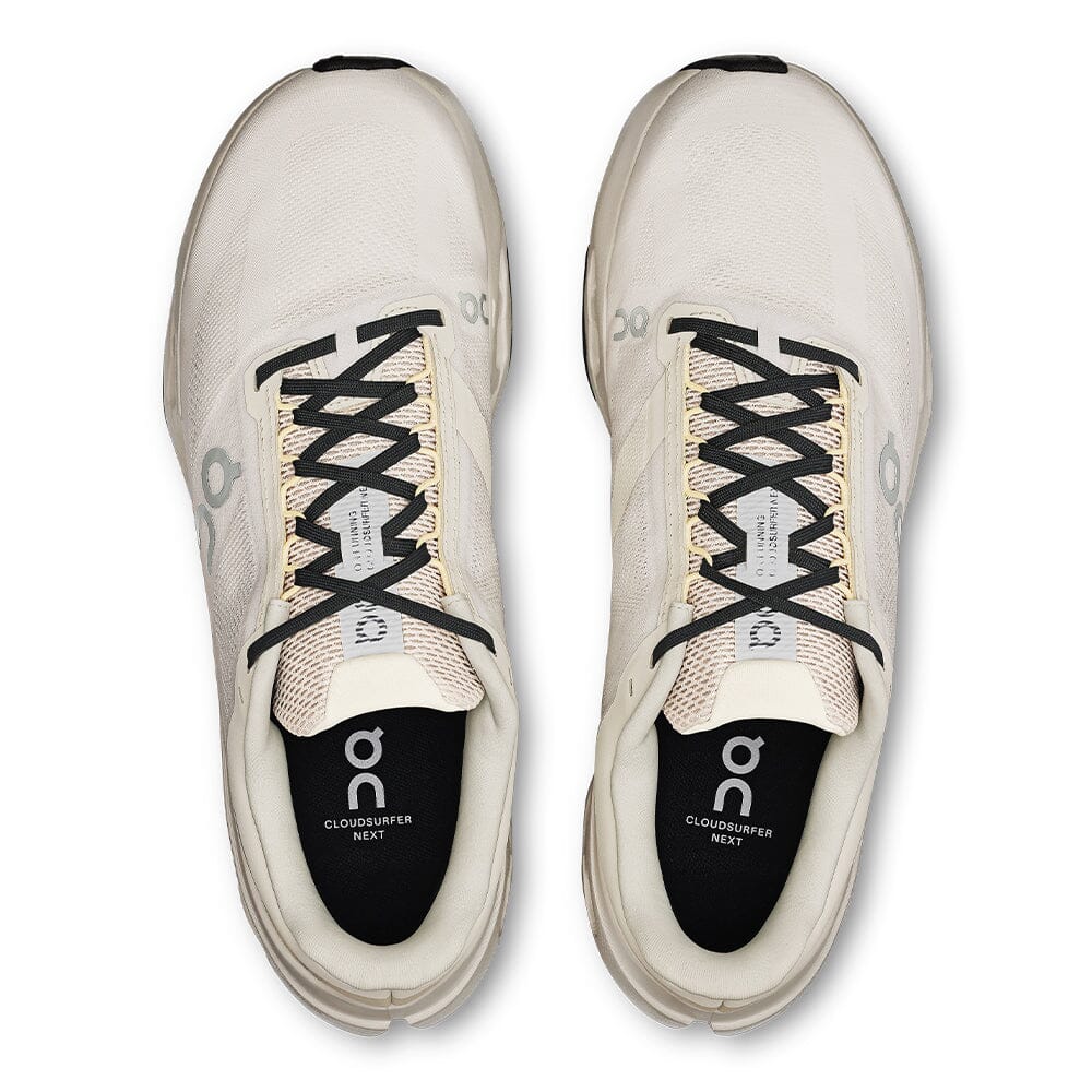 On Men's Cloudsurfer Next - BlackToe Running#colour_ivory-silver