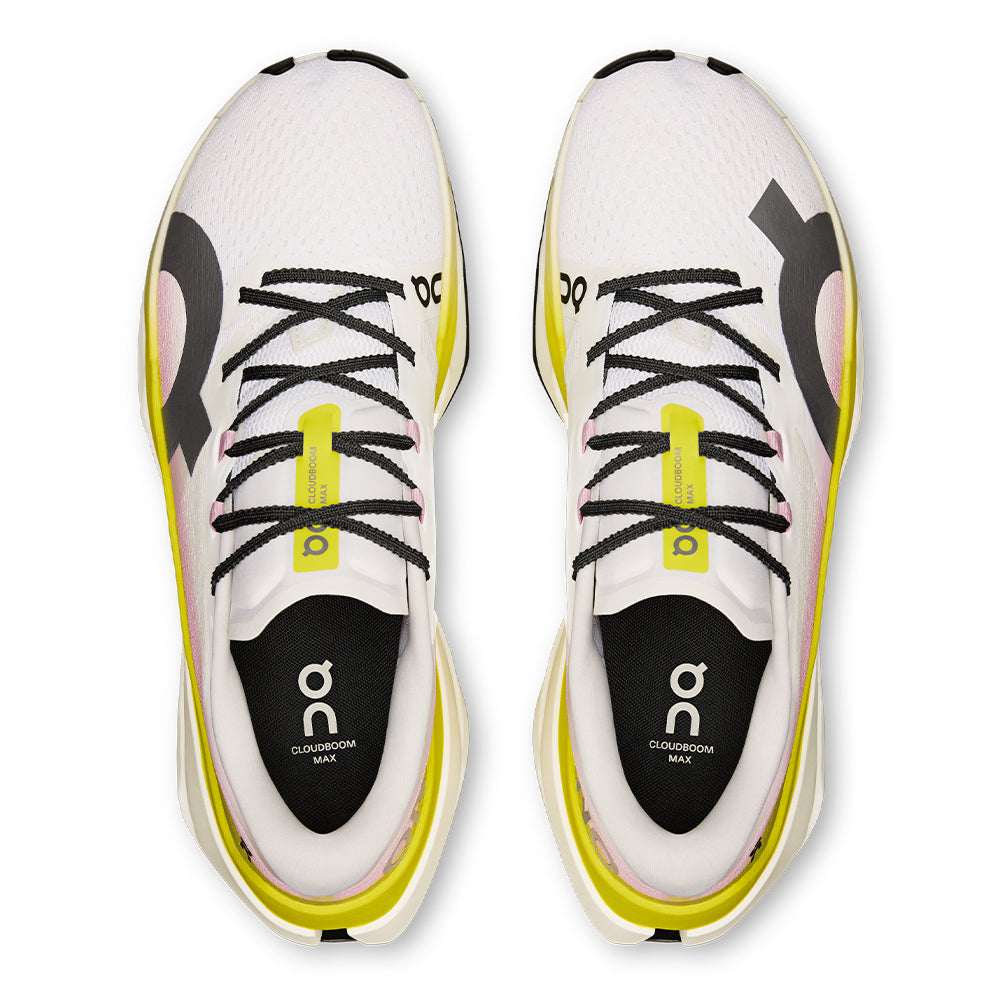 On Men's Cloudboom Max - BlackToe Running#colour_lime-raspberry