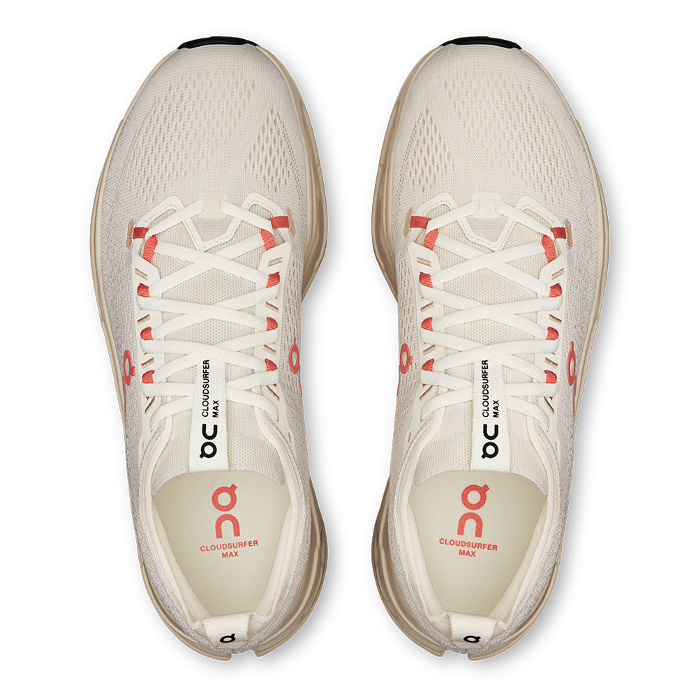 On Men's Cloudsurfer Max - BlackToe Running#colour_ivory-salmon