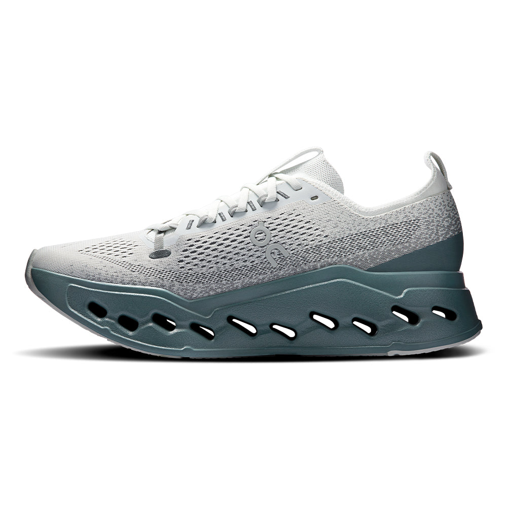 On Men's Cloudsurfer Max - BlackToe Running#colour_iceberg-olive
