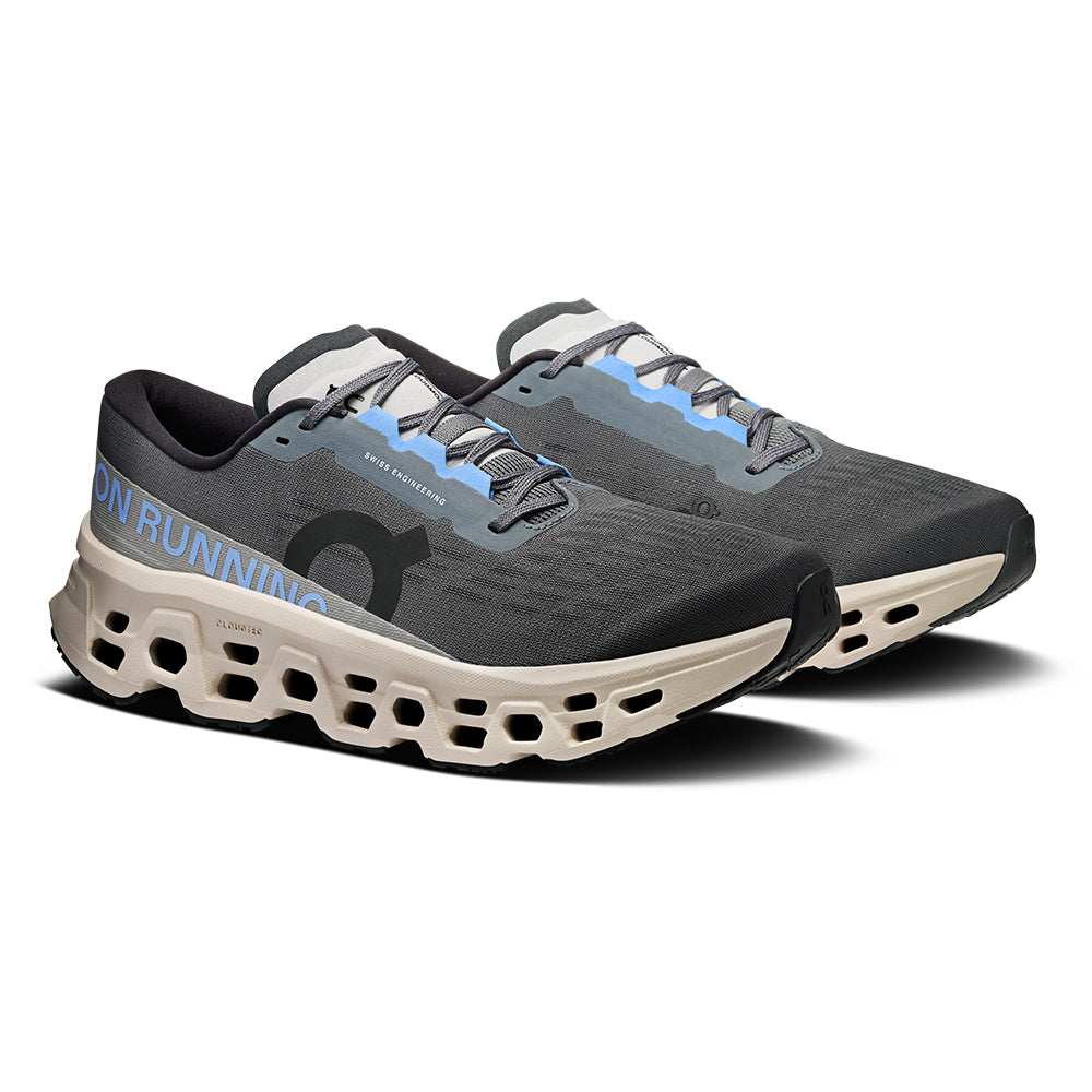 On Men’s Cloudmonster 3 - BlackToe Running#colour_rock-silver
