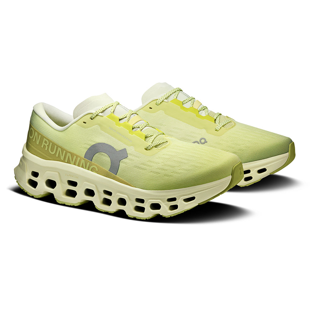 On Men’s Cloudmonster 3 - BlackToe Running#colour_limelight-seedling