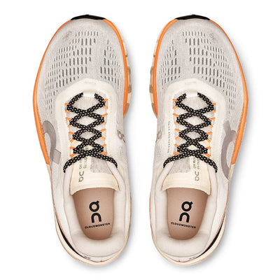 On Women's Cloudmonster 2 - BlackToe Running#colour_ivory-tangerine