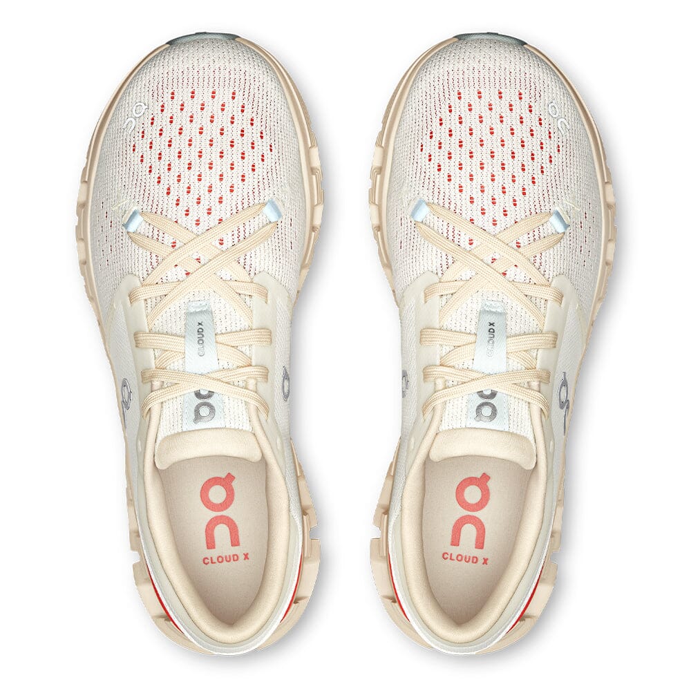 On Women's Cloud X 4 - BlackToe Running#colour_ivory-salmon
