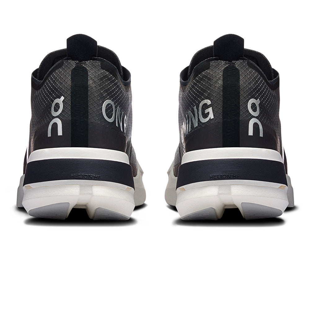 On Women's Cloudboom Strike - BlackToe Running#colour_black-white