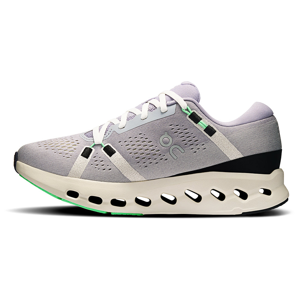 On Women's Cloudsurfer 2 - BlackToe Running#colour_lilac-ivory