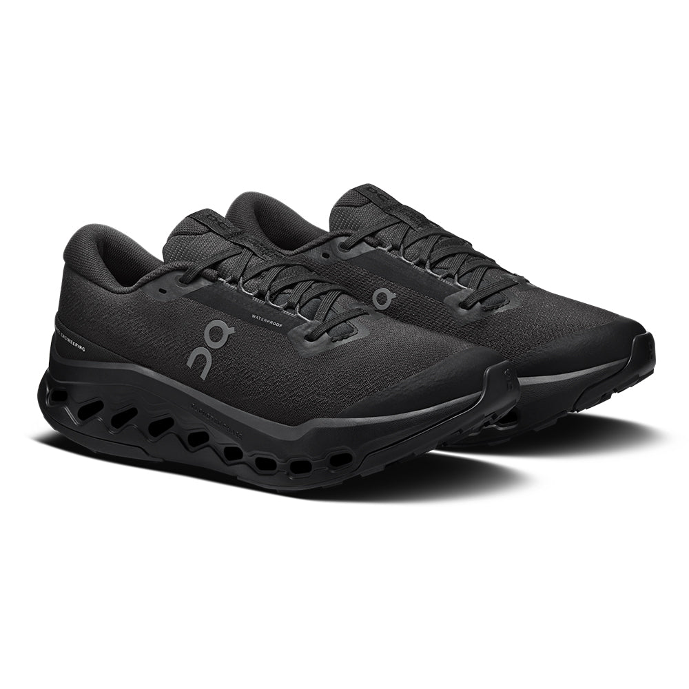 On Women's Cloudsurfer Trail 2 Waterproof - BlackToe Running#colour_black-black