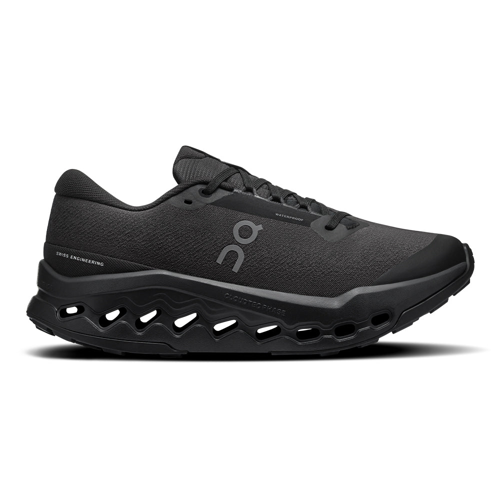 On Women's Cloudsurfer Trail 2 Waterproof - BlackToe Running#colour_black-black
