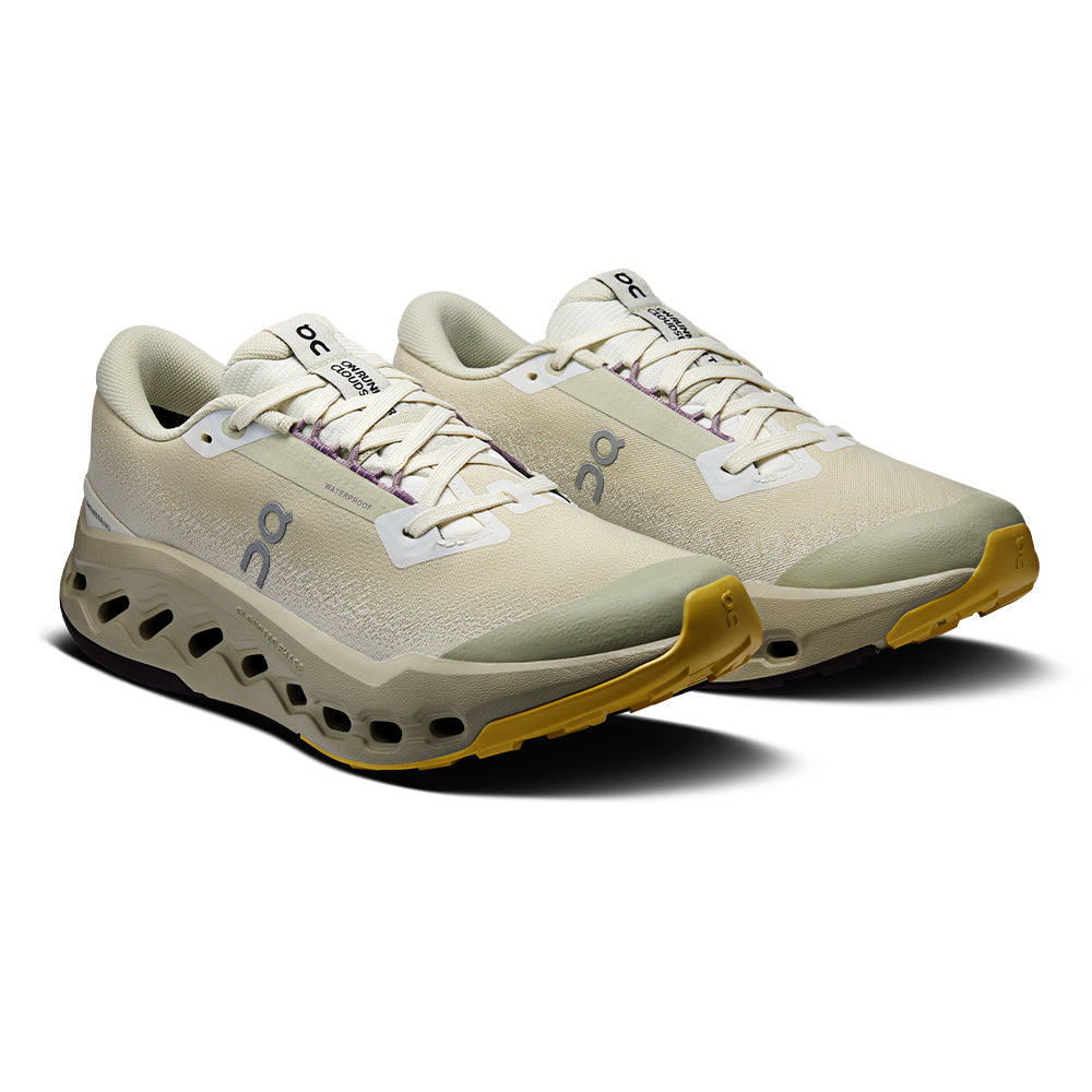 On Women's Cloudsurfer Trail 2 Waterproof - BlackToe Running#colour_ghost-chalk